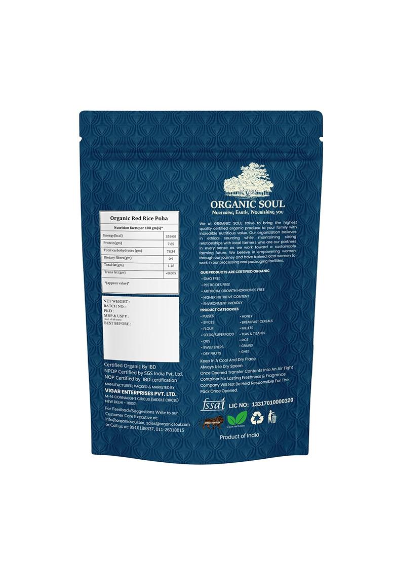 Organic Red Poha 600 Gm | Flattened Red Rice | Atukulu | Chiwda | Aval | Atukulu | Avalakki, 100% Organic Poha 600Gram /Npop Certified I Organic Certified