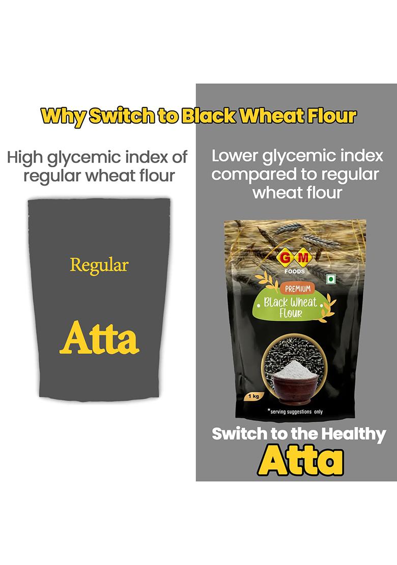 Black Wheat Flour 1Kg | Rich In Antioxidants & Dietary Fiber | Stone-Ground Whole Grain Atta | Healthy Multigrain Alternative For Everyday Cooking | Ideal For Healthy Rotis & Baking | Natural Atta