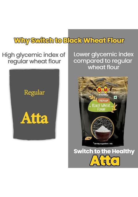 Black Wheat Flour 1Kg | Rich In Antioxidants & Dietary Fiber | Stone-Ground Whole Grain Atta | Healthy Multigrain Alternative For Everyday Cooking | Ideal For Healthy Rotis & Baking | Natural Atta