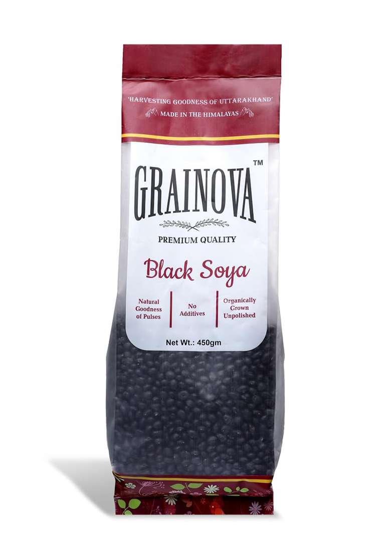 Grainova Organic Black Soyabean | Kala Bhatt | 500Gm | Uttarakhand Black Soyabean Black Beans | Black Beans Gramyum | Black Soya Beans | Black Beans Whole | Soya Bin Dana | Bhatt Ki Dal - Indya