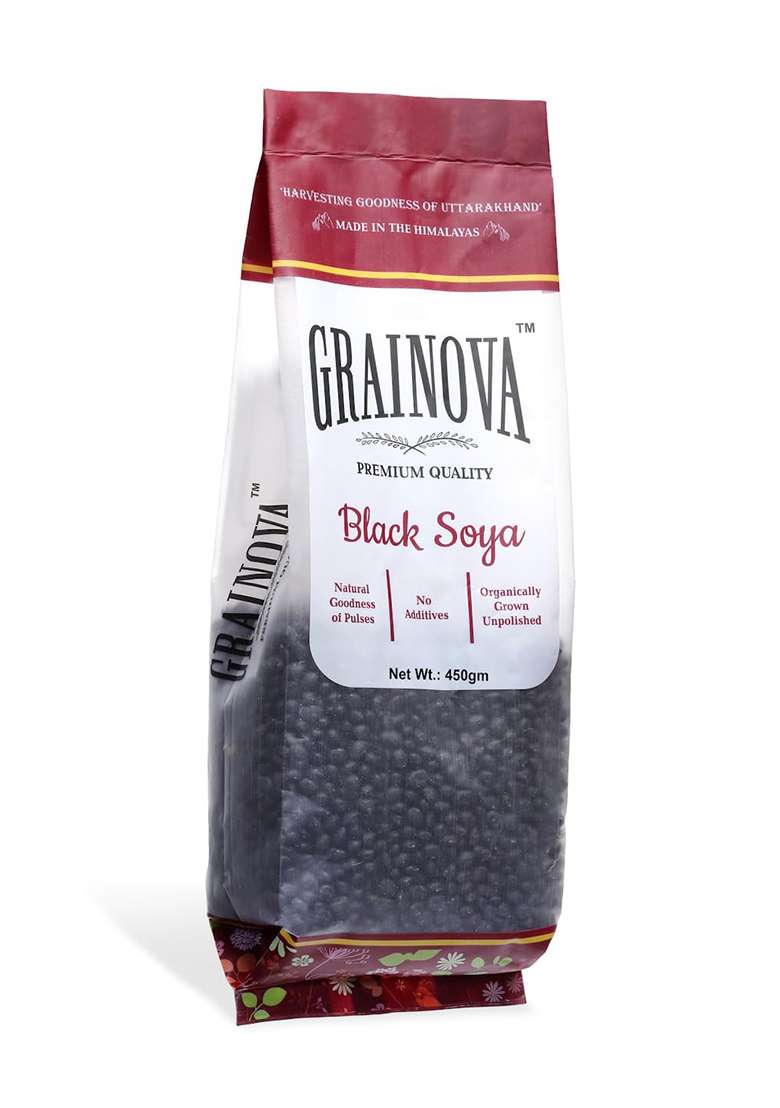 Grainova Organic Black Soyabean | Kala Bhatt | 500Gm | Uttarakhand Black Soyabean Black Beans | Black Beans Gramyum | Black Soya Beans | Black Beans Whole | Soya Bin Dana | Bhatt Ki Dal - Indya