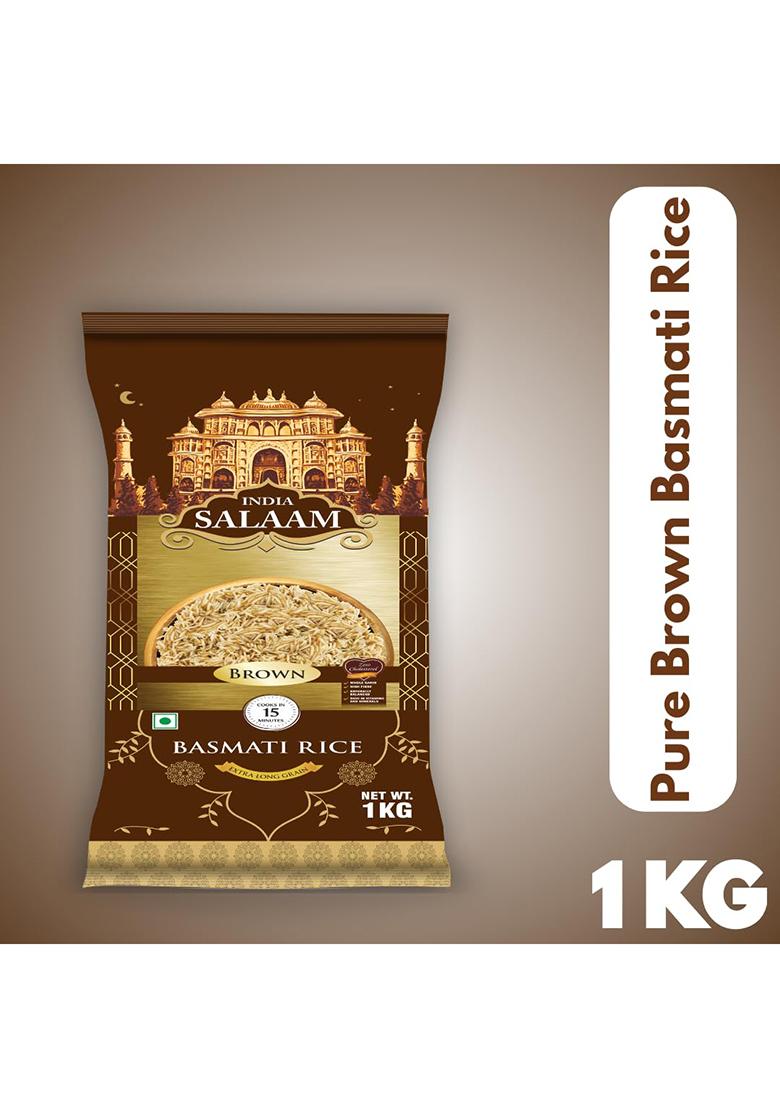 India Salaam Brown Basmati Rice – 1Kg Pack | Whole Grain, High-Fiber & Naturally Aromatic | Healthy Long Grain Rice For Diabetic & Daily Cooking Needs