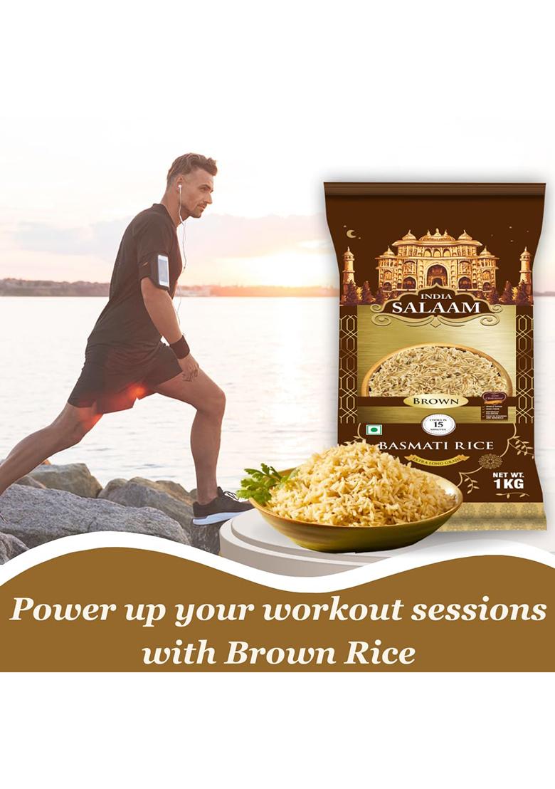 India Salaam Brown Basmati Rice – 1Kg Pack | Whole Grain, High-Fiber & Naturally Aromatic | Healthy Long Grain Rice For Diabetic & Daily Cooking Needs