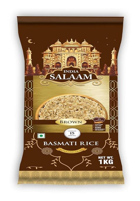 India Salaam Brown Basmati Rice – 1Kg Pack | Whole Grain, High-Fiber & Naturally Aromatic | Healthy Long Grain Rice For Diabetic & Daily Cooking Needs