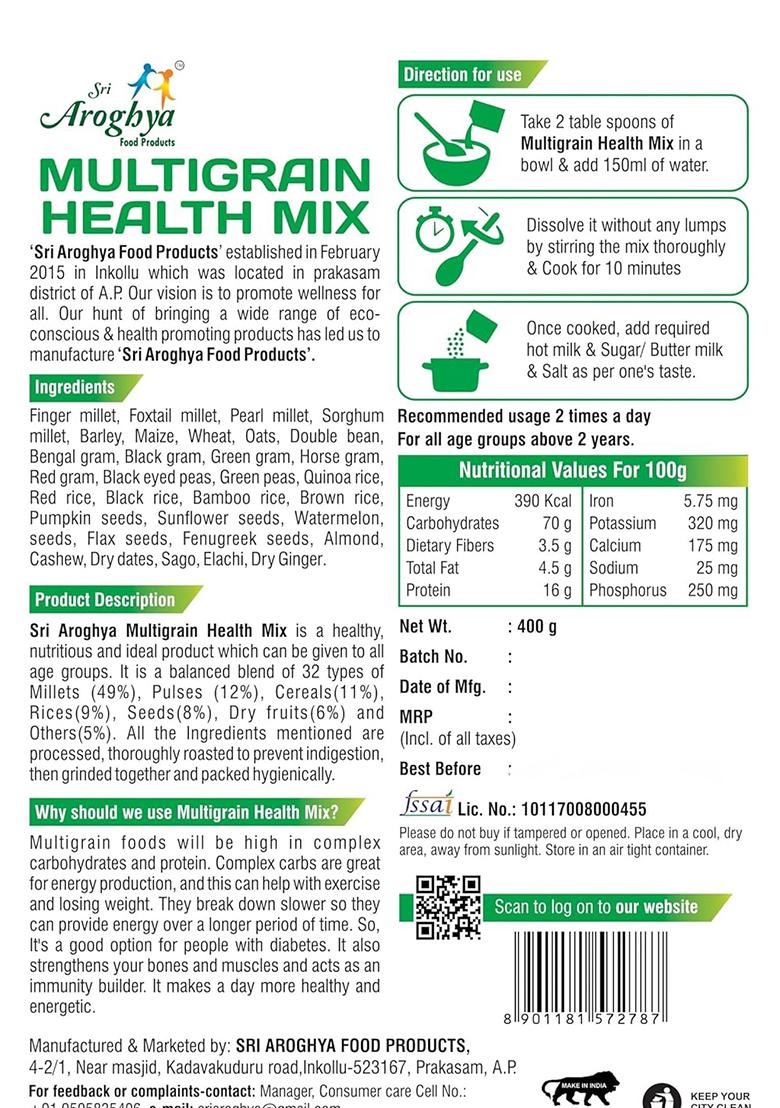 Sri Aroghya Food Products Multigrain Health Mix 400G