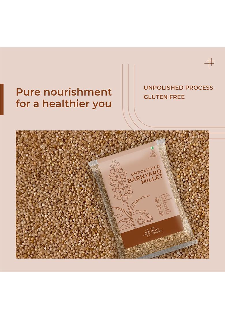 The Millet Company Unpolished Barnyard Millet 1 Kg, Sanva, Oodalu, Bhagar, Gluten Free, Natural Farm Produce, High Fibre Millets, Healthy Food Alternatives (1)