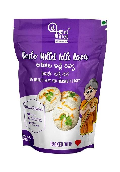 Eat Millet Kodo Millet Idli Rava 500G (Pk Of 2) - Nutritious And Delicious Breakfast Option | 100% Natural And Healthy - Traditional South Indian Breakfast | Easy & Ready To Cook