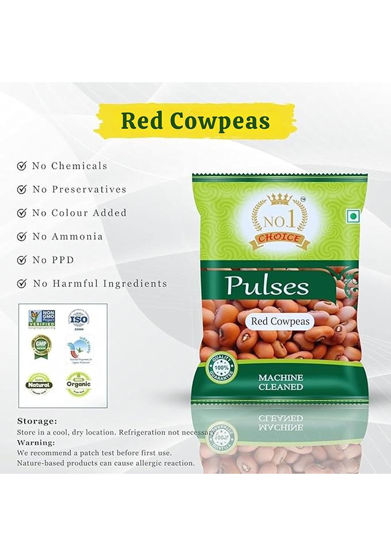No.1 Choice Red Cowpeas (Lobia) 500Gm | 100% Natural Pulses | High Protein, Fiber-Rich, Diabetic-Friendly Superfood | Ideal For Curries, Chana Masala & Salads