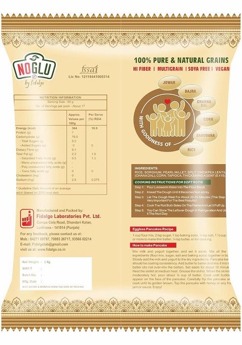 Noglu By Fidalgo'S Gluten Free Flour | Multigrain | 100% Certified Gluten Free | Soya Free | Lactose Free | 1 Kg Pack |