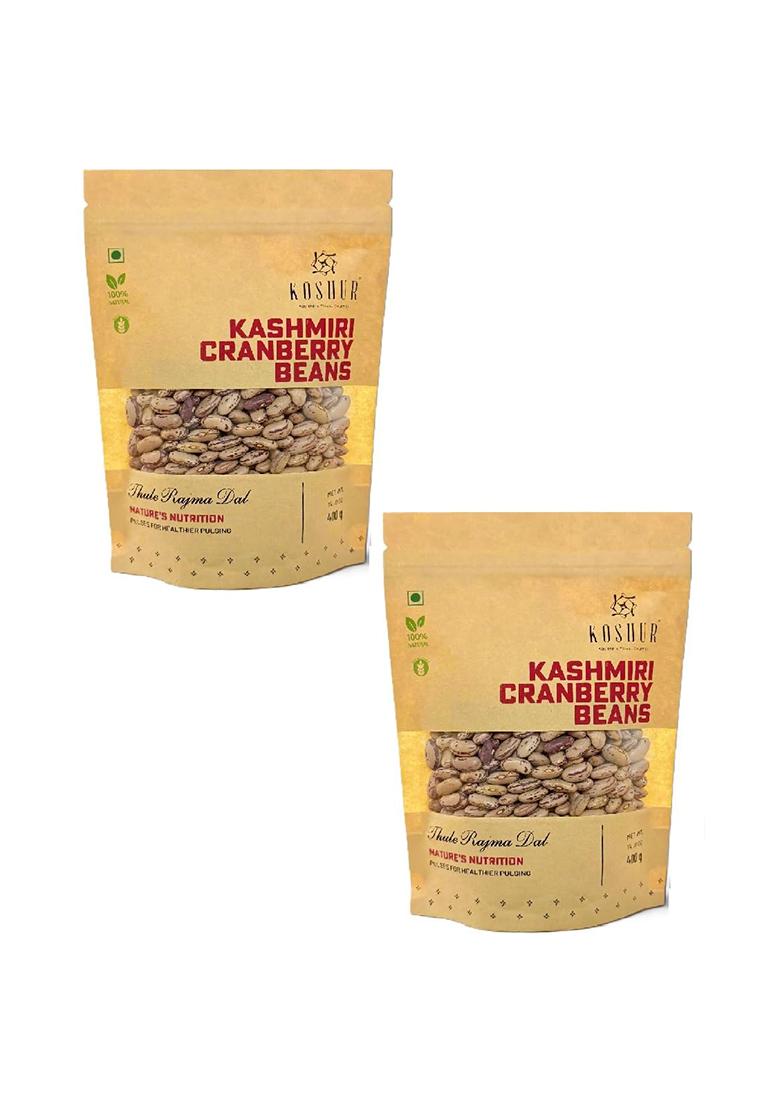Koshur Cranberry Beans (Thull Rajma) 800G (400G*2), Kashmiri Kidney Beans, Rich In Protein & Fiber, Ideal For Rajma Chawal, Nutritious Indian Pulses, Easy To Cook