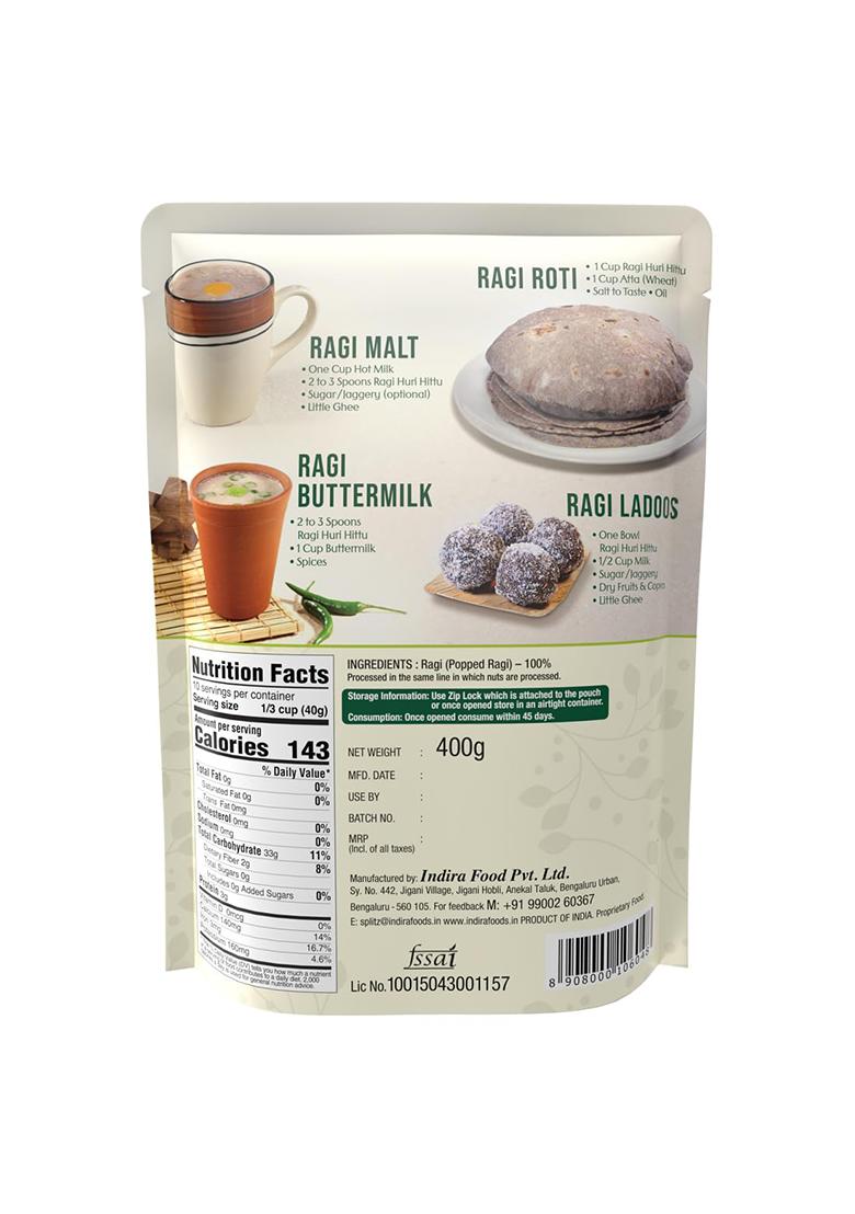 Indira’S Ragi Huri Hittu, Tasty Popped Ragi Flour (400G X 9), Sugar Free Ragi Malt Mix, Instant Ragi Porridge Mix, Laddu Mix, Roasted Finger Millet Powder, Atta, Taidalu, Nachni, Mandua