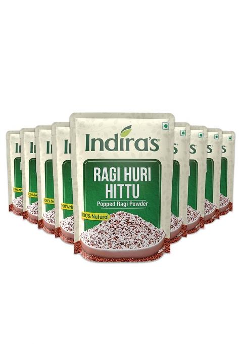 Indira’S Ragi Huri Hittu, Tasty Popped Ragi Flour (400G X 9), Sugar Free Ragi Malt Mix, Instant Ragi Porridge Mix, Laddu Mix, Roasted Finger Millet Powder, Atta, Taidalu, Nachni, Mandua