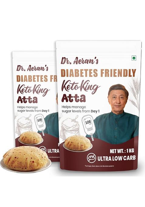 Dr. Aeran'S Diabetes Friendly Keto King Atta, Ultra Low Carb, Low Gi Atta For Sugar Release Control, Diabetic Atta For Diabetic Care, High Fiber Flour, Sugar Control Keto Atta, Pack Of 2