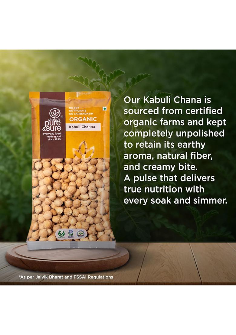 Pure & Sure Organic Kabuli Chana Dal 500Gm | 100% Natural & Unpolished Pulses | Rich In Protein | No Cholesterol No Additives | Chemical Free & Pesticides Free| Steam Sterilized
