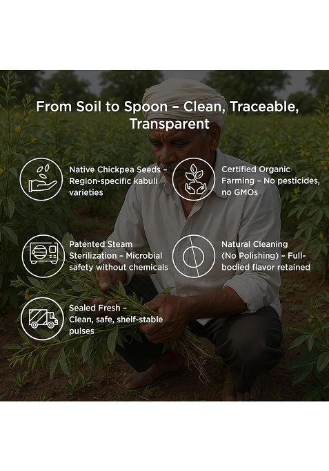 Pure & Sure Organic Kabuli Chana Dal 500Gm | 100% Natural & Unpolished Pulses | Rich In Protein | No Cholesterol No Additives | Chemical Free & Pesticides Free| Steam Sterilized