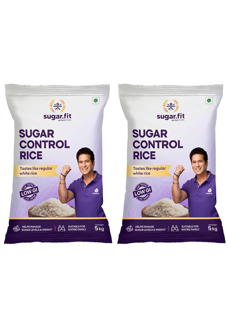 Sugar.Fit Sugar Control Rice – Sona Masoori | Lab-Tested Low Glycemic Whole Grain | 100% Natural, Pesticide-Free | Diabetes-Friendly, Supports Healthy Weight & Blood Sugar – 5 Kg (Pack Of 2)