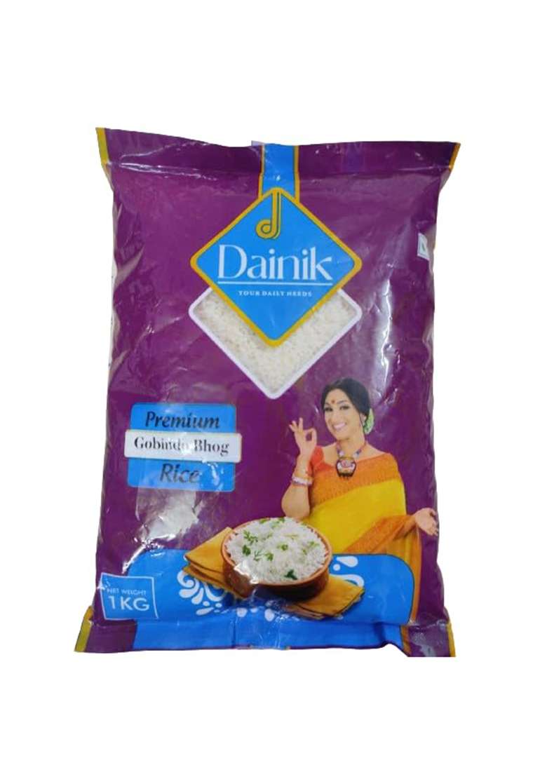 Dainik Premium Gobindo Bhog Rice 1 Kg | Aromatic Premium Rice For Divine Offerings | New,Pure Aromatic Renowned Quality For Special Occasions - Indya