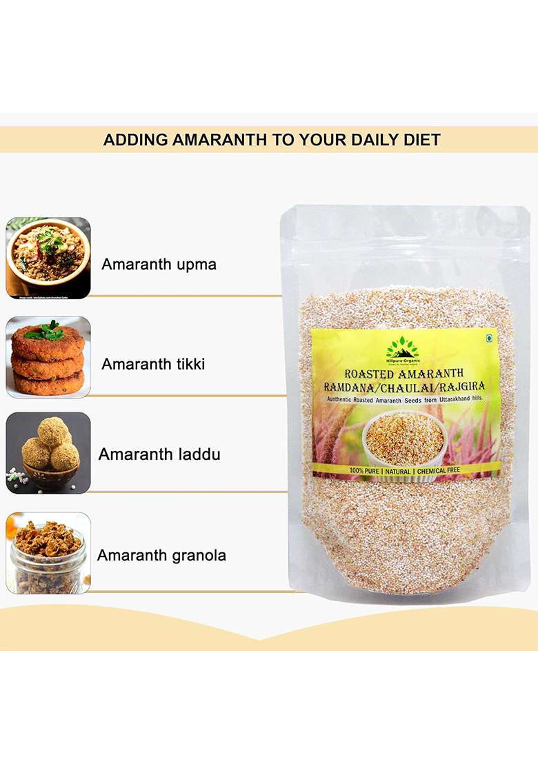 Hillpure Organic Grown By Mother Nature Roasted Amaranth Seeds | Rajgira Seeds | Chaulai | Navratri Food | Home-Style Roasting In Iron Kadai | For Vrat, Laddu, Chikki | Roasted Naurally | 250 Gm… - Indya