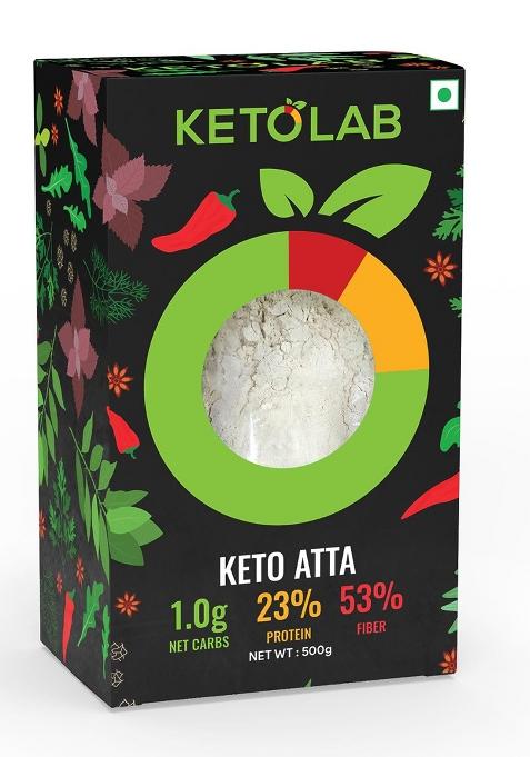 Ketolab Keto Aata Flour, 500 Gms (Pack Of 4), 1G Net Carb & 23% High Protein/Soft Roti, Identical To Wheat Flour, Low Carb, Pre-Biotic High Fibre, Low Gi, Keto Diet, Weight Loss, Diabetic Friendly