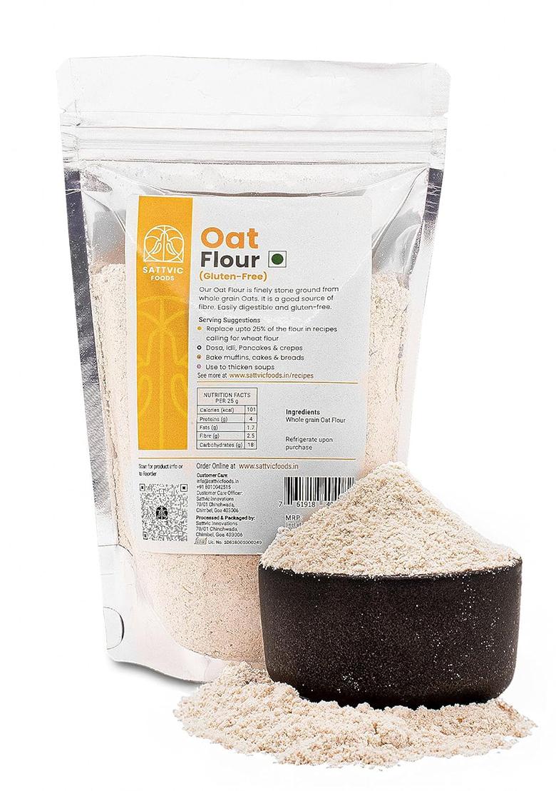 Sattvic Foods Oat Flour/Atta (1.5 Kg) | Stone Ground From Whole Grain Oats, Gluten-Free, Low Gi Superfood, High In Protein & Fibre | Use In Baking, Rotis, Chilla And Flour Blends