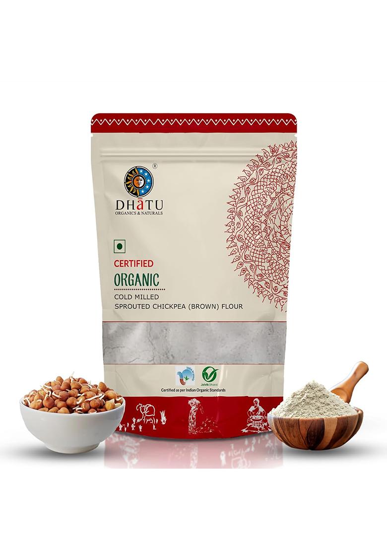 Dhatu Organics Sprouted Chickpea Flour 500G | Sprouted Chana Atta | 20+ Grms Protein Per 100G | Daily Use | High Fiber