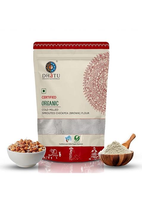 Dhatu Organics Sprouted Chickpea Flour 500G | Sprouted Chana Atta | 20+ Grms Protein Per 100G | Daily Use | High Fiber