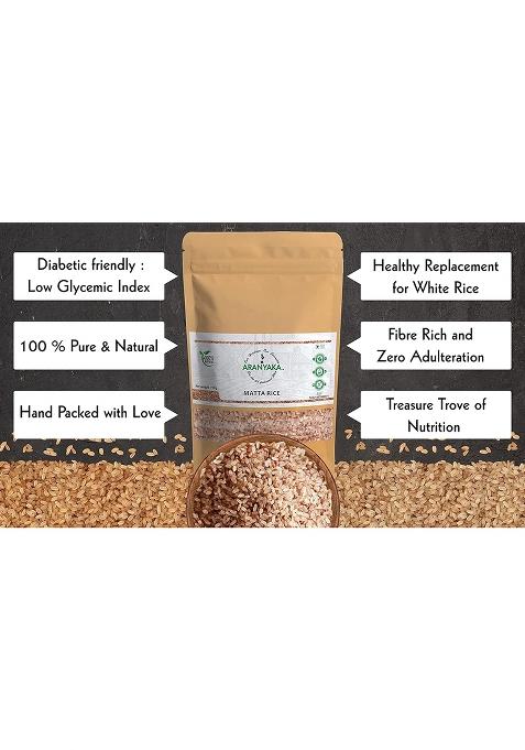 Aranyaka Kerala Matta Rice | 5Kg | Low Glycemic Index | Diabetic-Friendly | Unpolished & Parboiled Medium-Grain Rose Matta Rice (Palakkadan Matta) | (2.5Kg X 2)