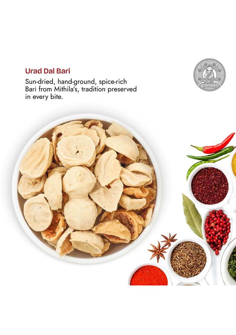 Grameen Chator Urad Dal Bari - 250G (Pack Of 1) | 100% Homemade In Small Batches | Rich In Protein | No Preservatives And Artificial Colors | Gmo Free | Ready To Cook | Healthy Snack & Side Dish - Indya
