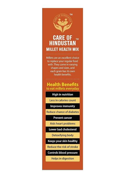 Care Of Hindustan Millet Health Mix, All Natural Millets, And Multi Grains, And Ayurvedic Herbs, Spices, Nuts. 100% Organic And Natural, High Proteins, High Vitamins, High Fibre. Pack Of 1Kg
