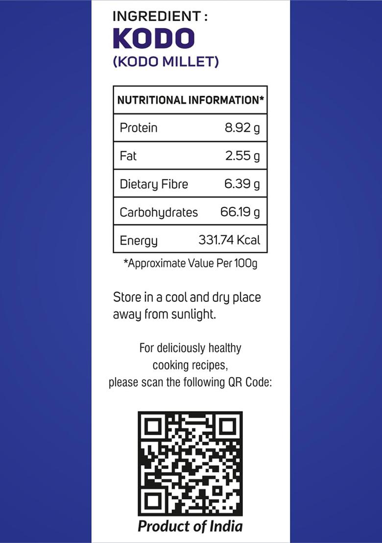 Avani'S Kodo Millet Unpolished 1Kg Each (Pack Of 2) | Kodri Naturals | Grains Kodra/Varagu/Arikelu/Hark Native Low Gi Millet Rice, High Protein & 100% More Fibre Than Rice