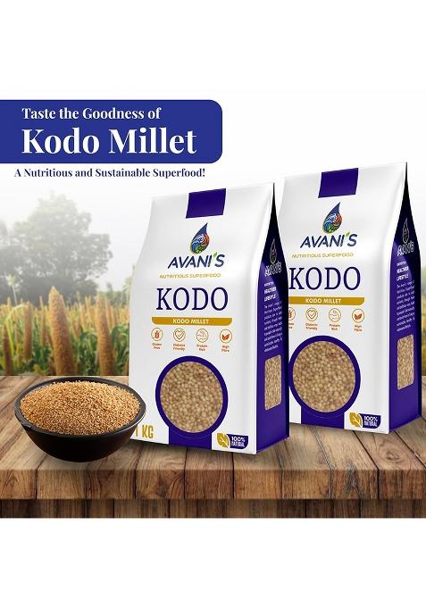 Avani'S Kodo Millet Unpolished 1Kg Each (Pack Of 2) | Kodri Naturals | Grains Kodra/Varagu/Arikelu/Hark Native Low Gi Millet Rice, High Protein & 100% More Fibre Than Rice
