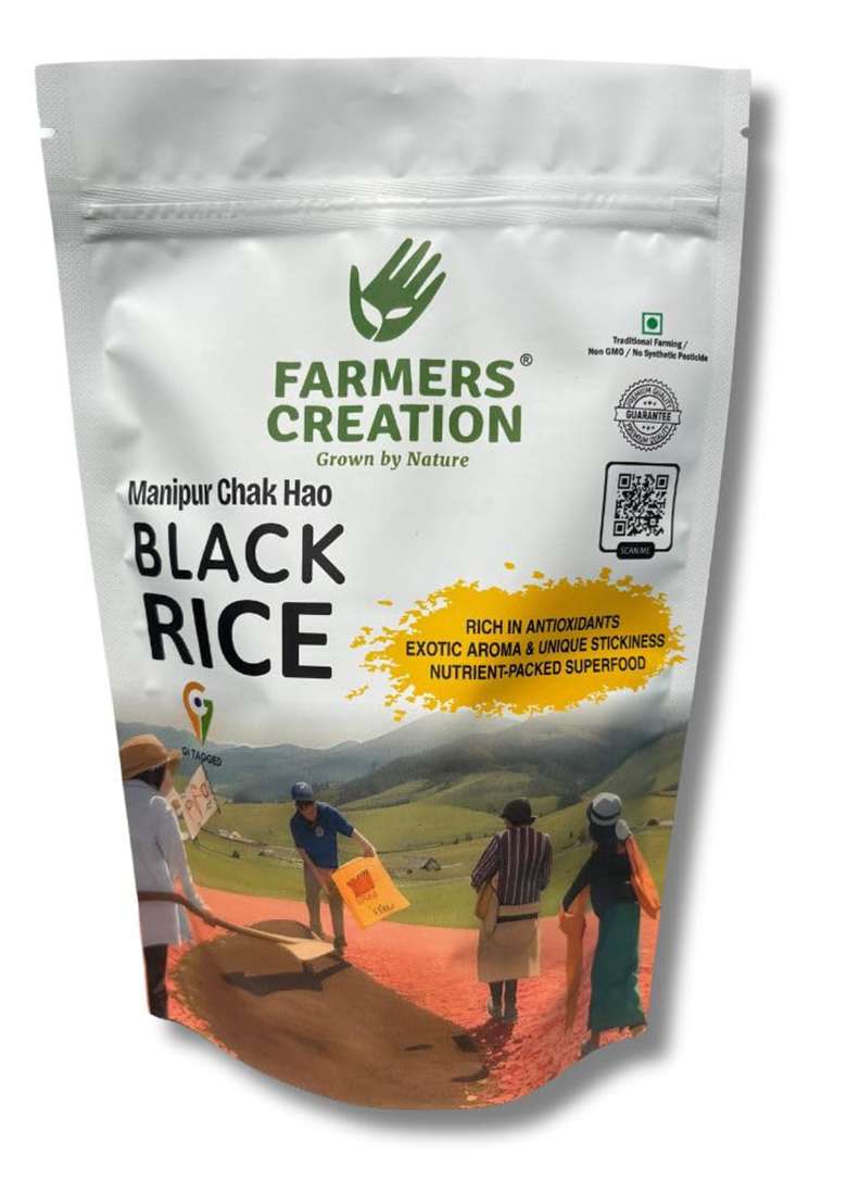 Farmers Creation I Karbi Black Rice I 1 Kg I Manipur Chak Hao, Aromatic, Karuppu Kavuni I Traditional Farming - Indya