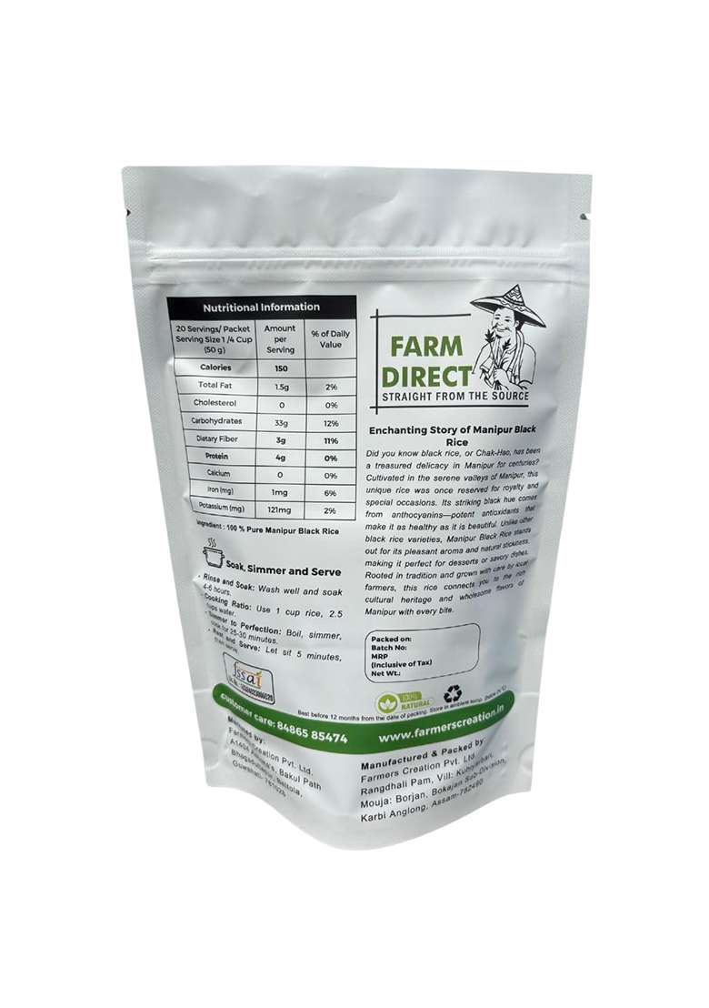 Farmers Creation I Karbi Black Rice I 1 Kg I Manipur Chak Hao, Aromatic, Karuppu Kavuni I Traditional Farming - Indya