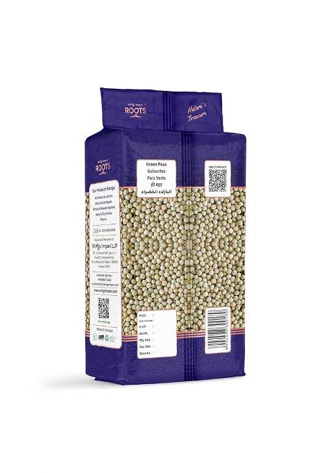 Roots Vatana Green Peas 500G | Premium Dried Green Peas | Protein & Fiber Rich Pulses | Hygienically Vacuum Packed | Unpolished | Natural & Preservative Free | Farm Fresh Quality