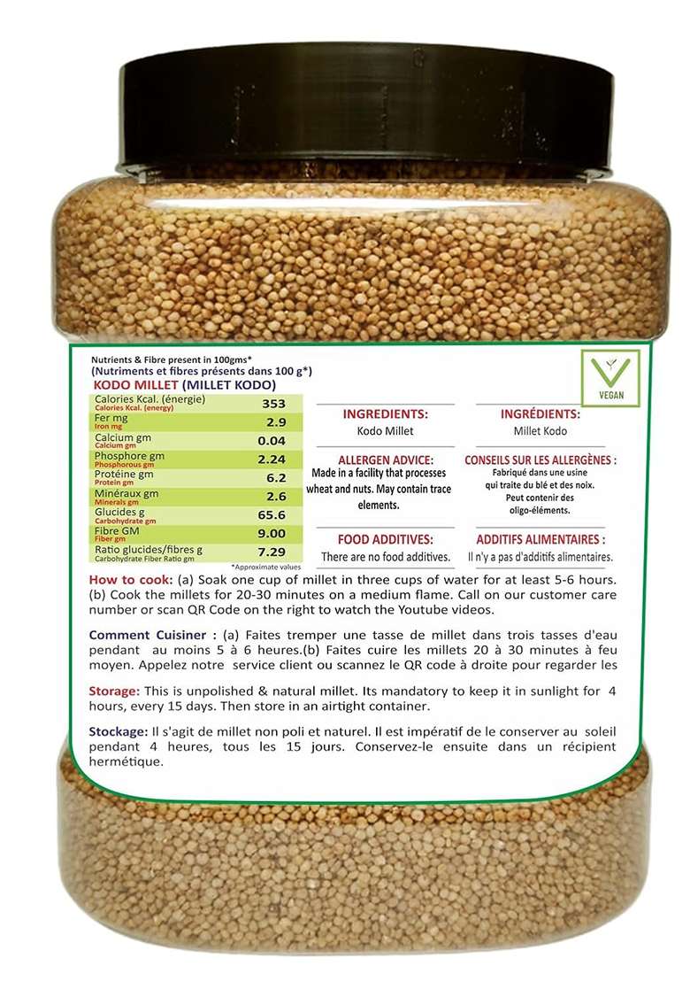 Hdc Siridhanya Unpolished Organic Natural Grains Foxtail Millets(Net Weight 900G Per Pack) Pack Of (1) Checked Naturally Grown From Karntaka - Indya