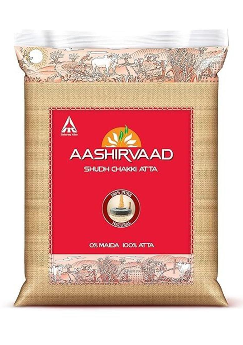 Aashirvaaad Atta 5Kg | Fresh Whole Wheat Flour | Soft & Fluffy Rotis | Pure & Hygienic Chakki Fresh Atta
