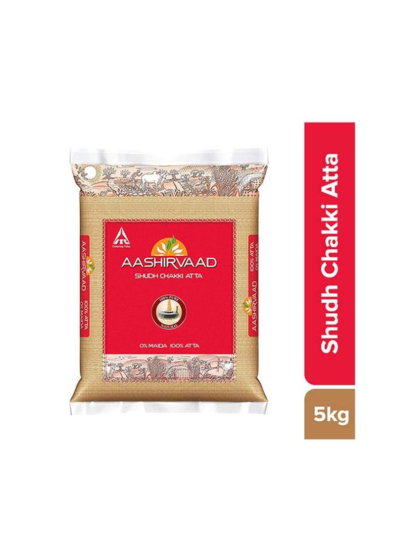 Aashirvaaad Atta 5Kg | Fresh Whole Wheat Flour | Soft & Fluffy Rotis | Pure & Hygienic Chakki Fresh Atta