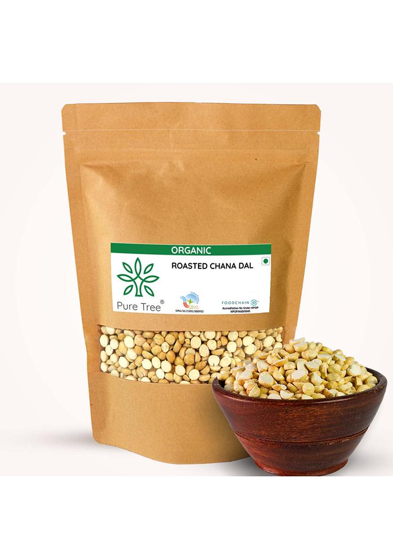 Pure Tree Certified Organic Rosted Chana Dal | 200 G | Roasted Bengal Gram Split | Bhuna Chana Dal | Putnalu Pappu | Futana Dal | Organic Daria Roasted Pottukadalai