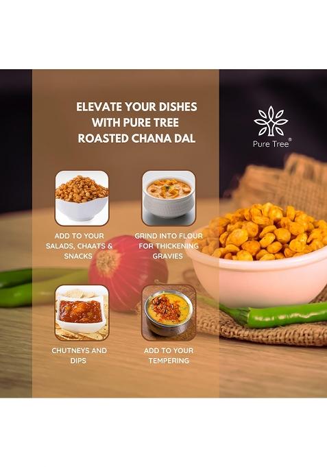 Pure Tree Certified Organic Rosted Chana Dal | 200 G | Roasted Bengal Gram Split | Bhuna Chana Dal | Putnalu Pappu | Futana Dal | Organic Daria Roasted Pottukadalai