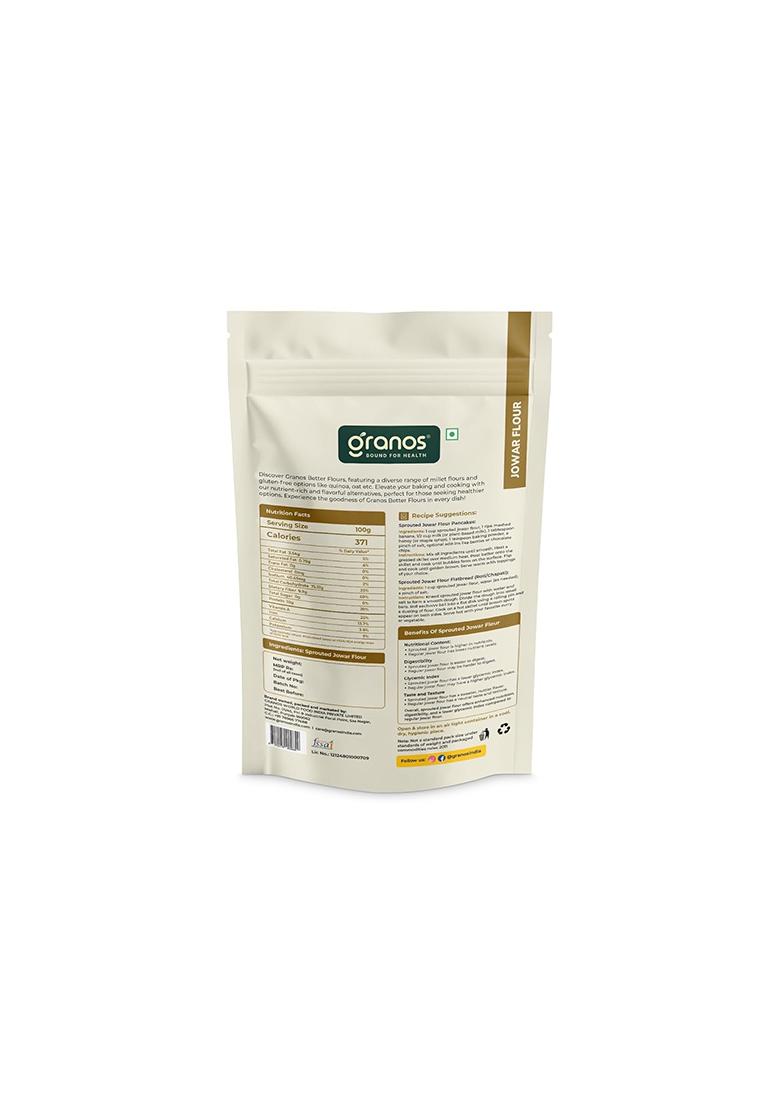 Granos Sprouted Jowar Flour 900G, Sorghum / Jowar Atta Pouch, High In Protein & Fiber, Gluten Free, Ideal For Rotis, Dosa, Baking, Help In Weight Loss, Diabetics, Gut Health, 100% Whole Grain (Pack Of 1)