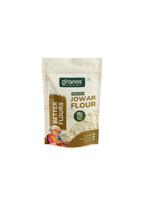 Granos Sprouted Jowar Flour 900G, Sorghum / Jowar Atta Pouch, High In Protein & Fiber, Gluten Free, Ideal For Rotis, Dosa, Baking, Help In Weight Loss, Diabetics, Gut Health, 100% Whole Grain (Pack Of 1)
