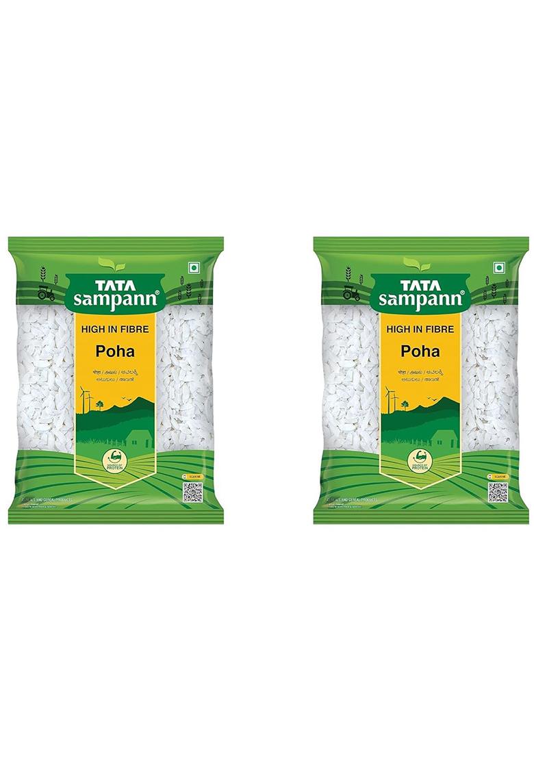 Tata Poha | Poha | Flattened Rice | White Poha 100% Organic | 1 Kg Each | Pack Of 2 | 2 Kg Combo