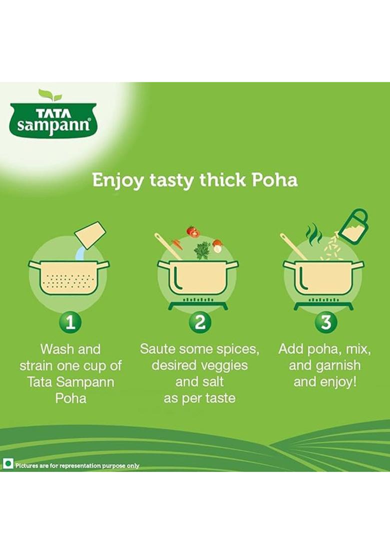 Tata Poha | Poha | Flattened Rice | White Poha 100% Organic | 1 Kg Each | Pack Of 2 | 2 Kg Combo