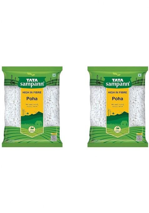 Tata Poha | Poha | Flattened Rice | White Poha 100% Organic | 1 Kg Each | Pack Of 2 | 2 Kg Combo