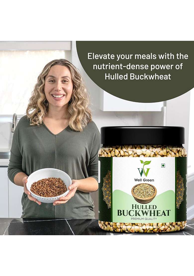 Well Green Hulled Buckwheat 1Kg Kuttu Giri | Gluten Free | High In Plant Protein And Fibre |Sprout To Use In Salads - Indya