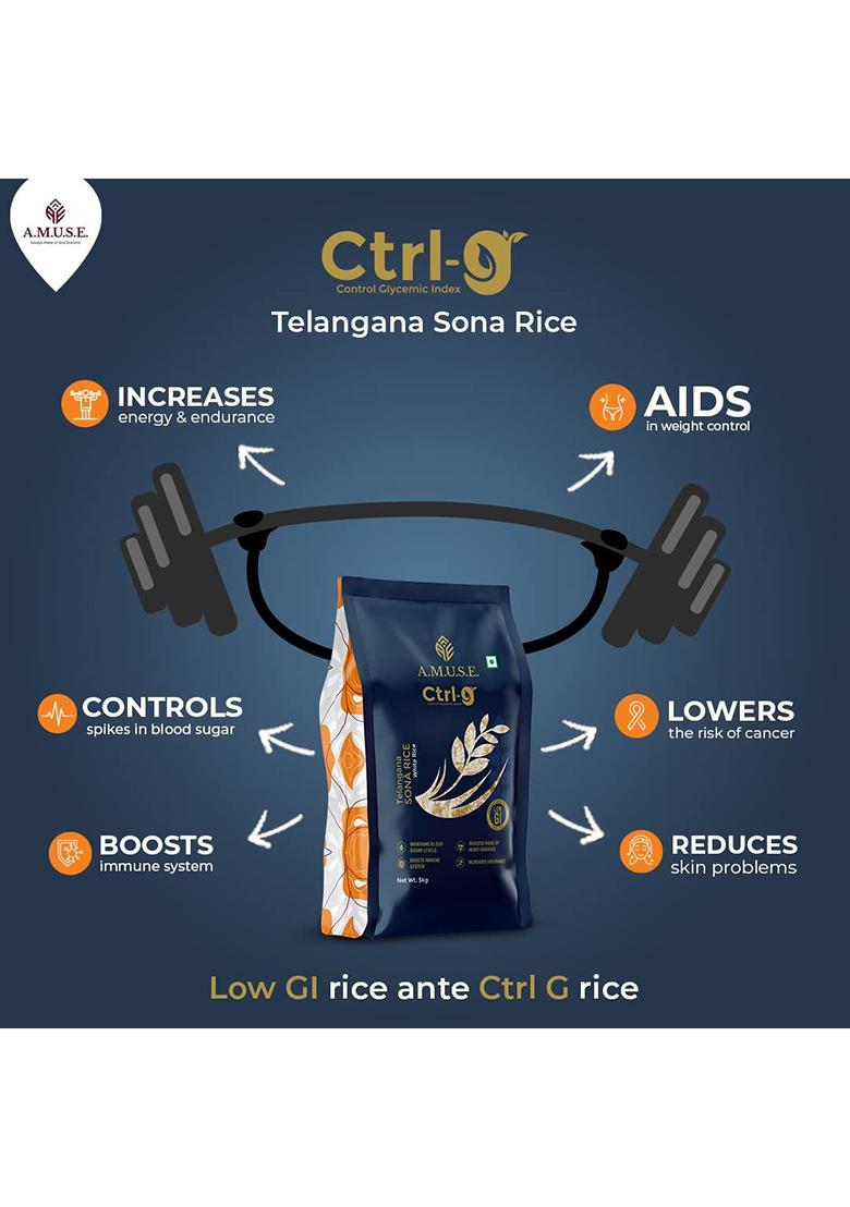 A.M.U.S.E. Ctrl G,Low Gi White Rice,Diet Rice,Diabetic Friendly Rice(5Kg)