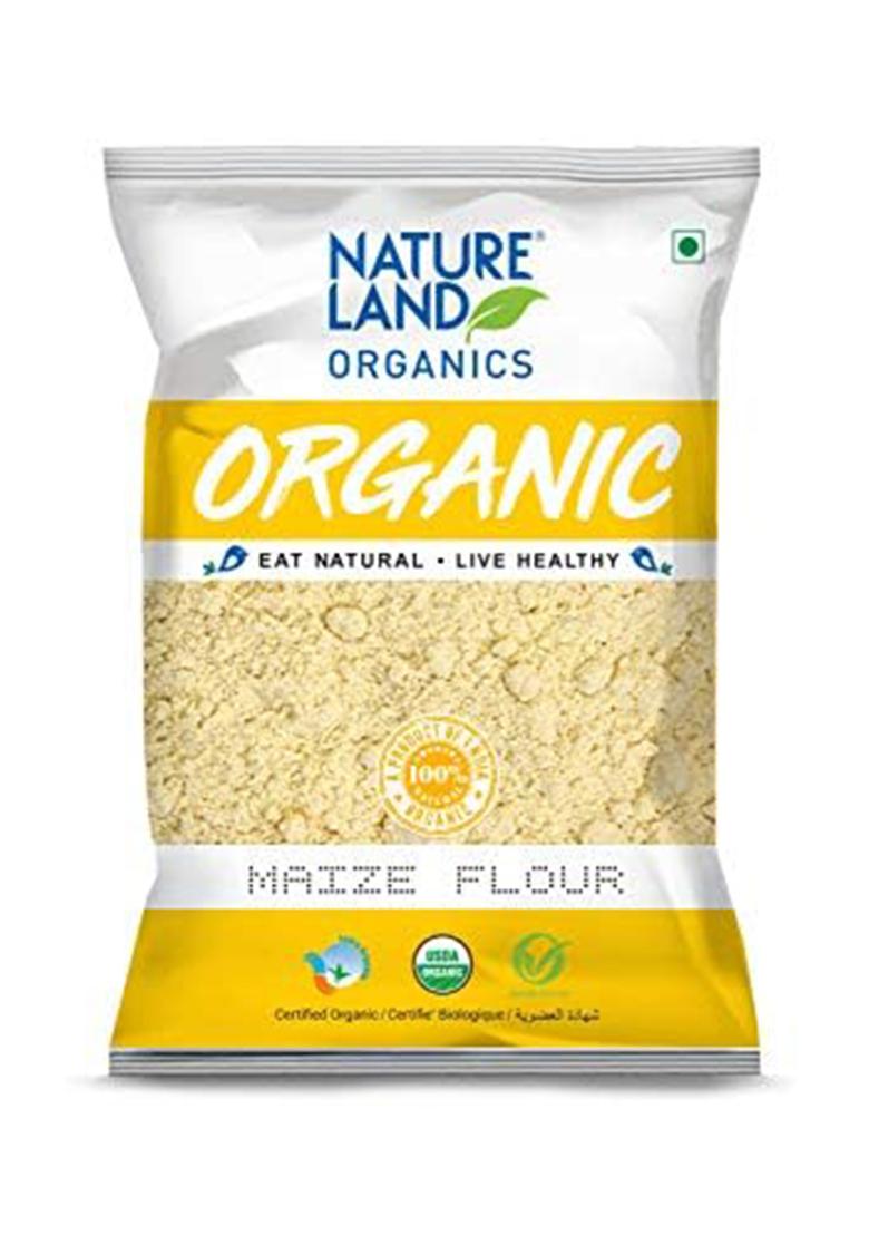 Natureland Organics Maize Flour (Makki Atta, Corn Flour) 500 Gm (Pack Of 5)