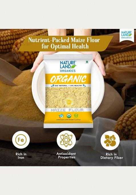 Natureland Organics Maize Flour (Makki Atta, Corn Flour) 500 Gm (Pack Of 5)