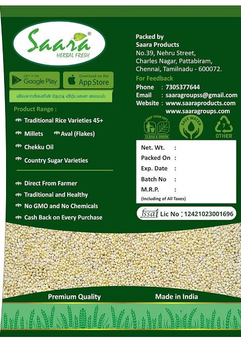 Saara Herbal Fresh Original Foxtail Millet 1Kg | Unpolished | Thinai Rice | Thinai Arisi | Siruthaniyam Millets