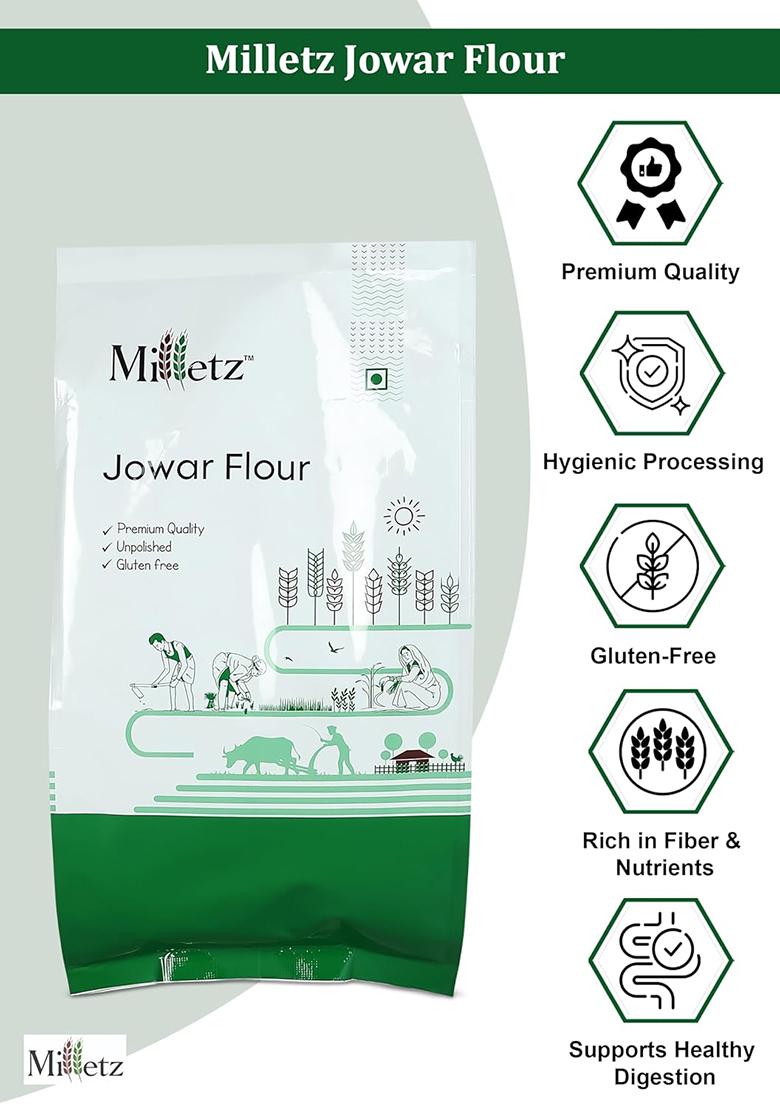 Organic Jowar Atta | Jowar Flour |Unpolished Jowar Atta | Sorghum Flour | Non Gmo | Millet Bhakri Atta